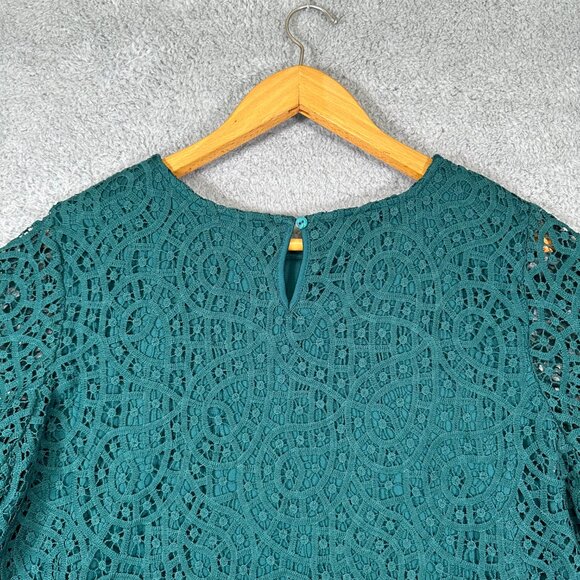 Philosophy Top Womens XXL Green Lace Short Sleeve Scoop Neck Blouse - Picture 4 of 9